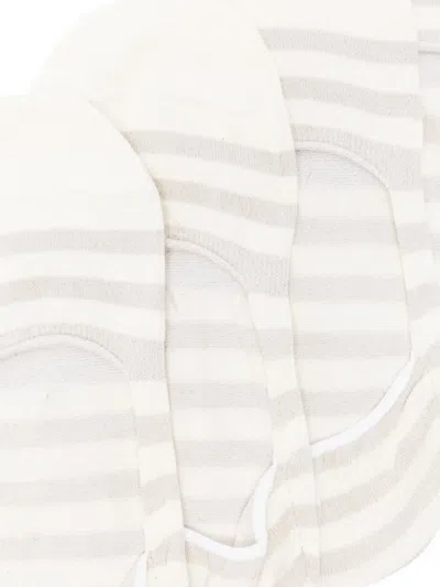 Ant45 Striped-pattern Socks (pack Ow Two) In White