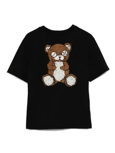 Barrow Bear-embellished Cotton T-shirt In Black