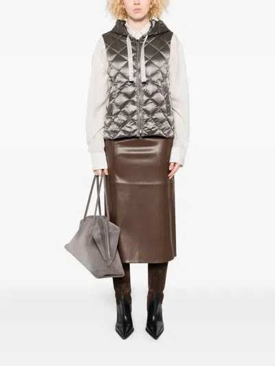 Max Mara Water-repellent Padded Gilet In Gray