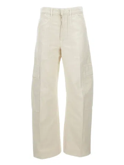 Citizen Of Humanity Citizens Of Humanity Relaxed Fit Beige Cargo Jeans In White
