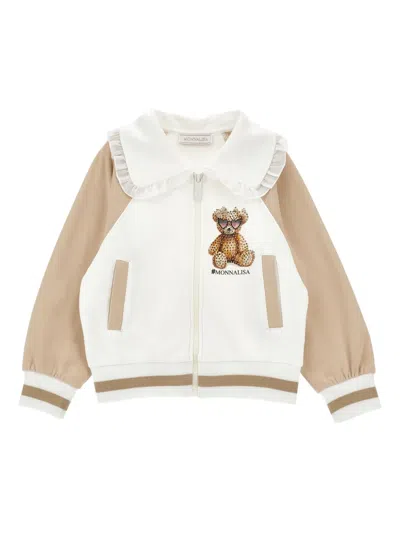 Monnalisa Kids' Teddy  Two-tone Sweatshirt In Multi
