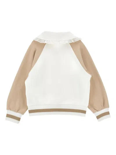 Monnalisa Kids' Teddy  Two-tone Sweatshirt In Multi