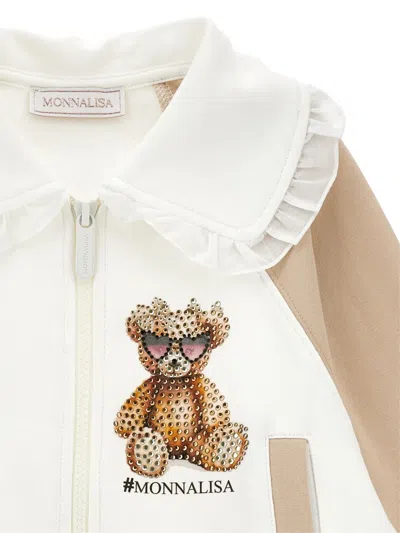 Monnalisa Kids' Teddy  Two-tone Sweatshirt In Multi