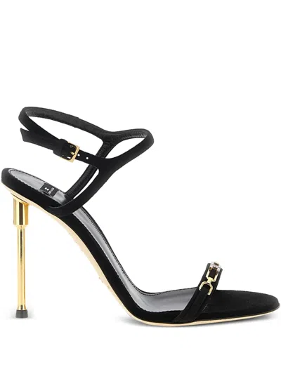 Elisabetta Franchi Sandals Heel Detail Embellished In Black