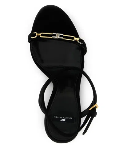 Elisabetta Franchi Sandals Heel Detail Embellished In Black