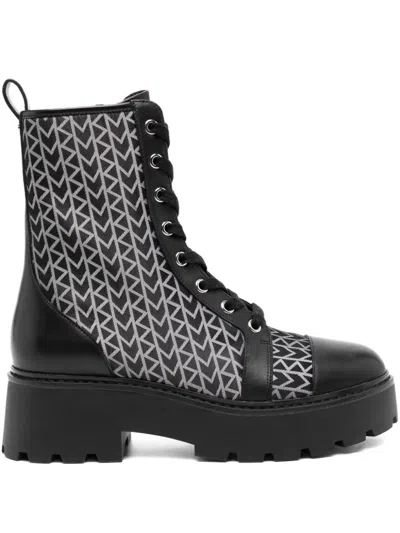 Michael Kors Blake Mk2000 Logo Jacquard Combat Boot In Animal Print
