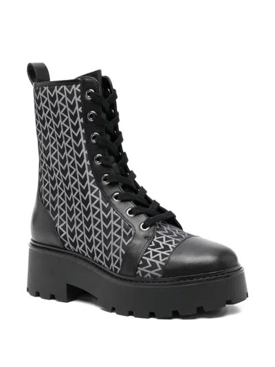 Michael Kors Blake Mk2000 Logo Jacquard Combat Boot In Animal Print