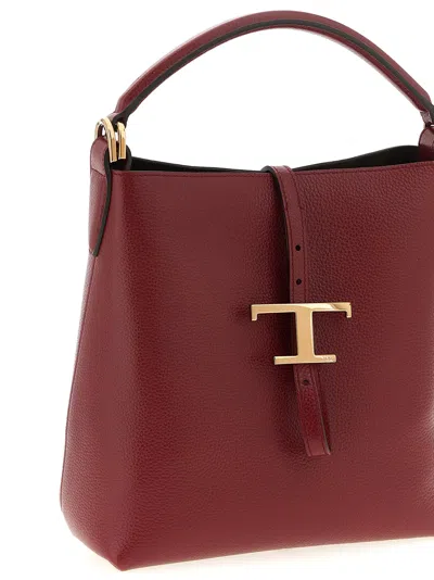 Tod's Mini Bucket Bag Textured Finish In Burgundy