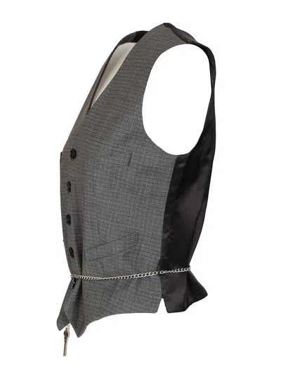 Alexander Wang Wool-blend Tailored Vest With Chain-link In Gray