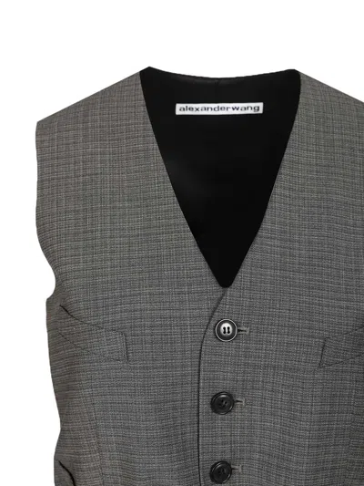 Alexander Wang Wool-blend Tailored Vest With Chain-link In Gray