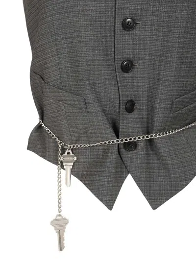 Alexander Wang Wool-blend Tailored Vest With Chain-link In Gray