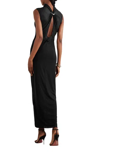 Jean Paul Gaultier Tulle Maxi Dress With Halterneck, Sequins, And Embe In Black