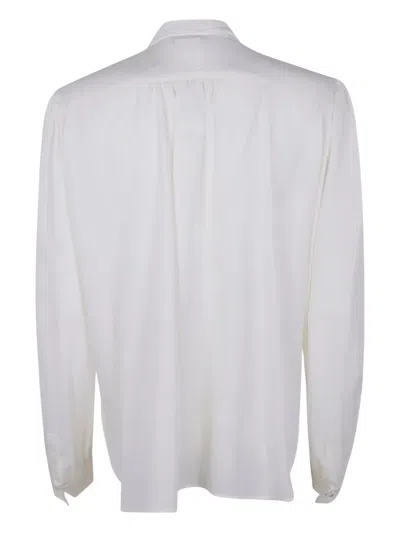 Max Mara Silk Shirt With Tie Neck And Long Sleeves In White
