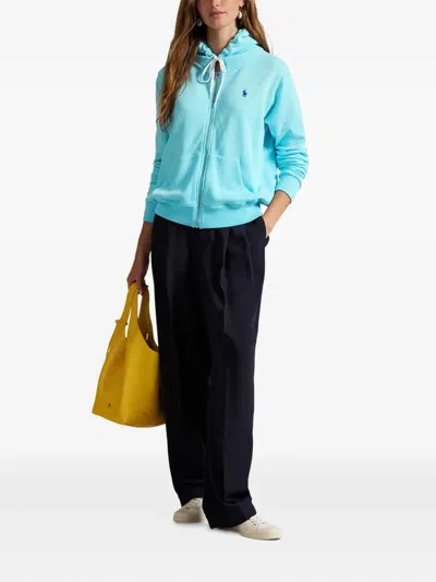 Polo Ralph Lauren Island Lightweight Fleece Full Zip Hoodie In Turquoise Nova In Blue
