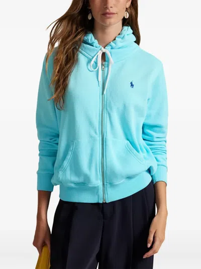 Polo Ralph Lauren Island Lightweight Fleece Full Zip Hoodie In Turquoise Nova In Blue