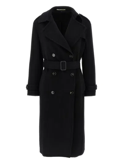 双排扣束腰外套