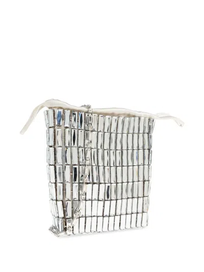 Self-portrait Crystal-embellished Drawstring Tote Bag In Silver