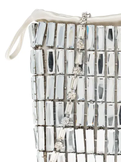 Self-portrait Crystal-embellished Drawstring Tote Bag In Silver