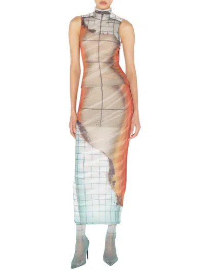 Jean Paul Gaultier Printed Tulle The Fire Tank Top In Multi