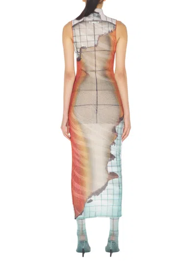 Jean Paul Gaultier Printed Tulle The Fire Tank Top In Multi