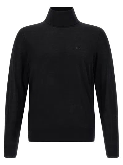 Dsquared2 Virgin Wool Turtleneck Sweater In Black