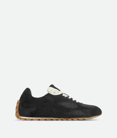 Bottega Veneta Orbit Leather-trimmed Suede And Shell Sneakers In Black