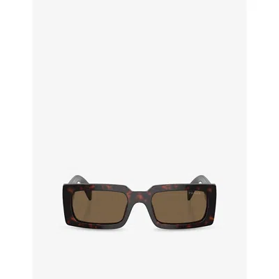 Prada Womens Brown Pr A07s Pillow-frame Tortoiseshell Acetate Sunglasses In Brown