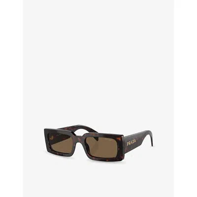 Prada Womens Brown Pr A07s Pillow-frame Tortoiseshell Acetate Sunglasses In Brown