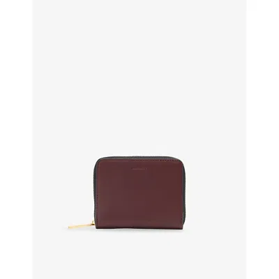 Allsaints Womens Dark Red Lena Zipped Leather Wallet In Brown