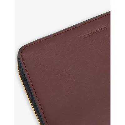 Allsaints Womens Dark Red Lena Zipped Leather Wallet In Brown