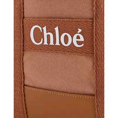 Chloé Logo-print Canvas Tote Bag In Brown