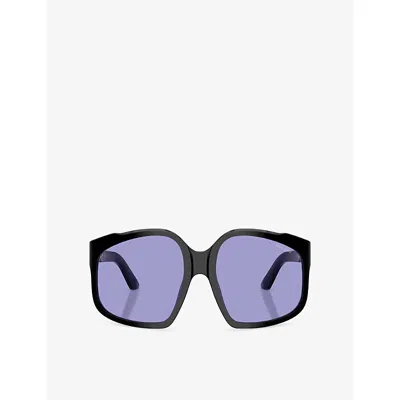 Miu Miu Womens Black Mu A07s Irregular-frame Acetate Sunglasses In Black