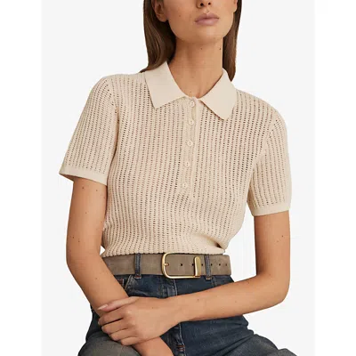 Reiss Womens Grey Iyla Half-keeper Leather Belt In Neutral