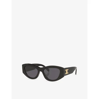 Celine Womens Black Cl40308u Triomphe Irregular-frame Acetate Sunglasses In Black