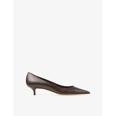 Jimmy Choo Amelia Pointed Toe Kitten Heel Pump In Brown