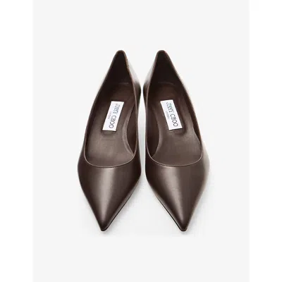 Jimmy Choo Amelia Pointed Toe Kitten Heel Pump In Brown