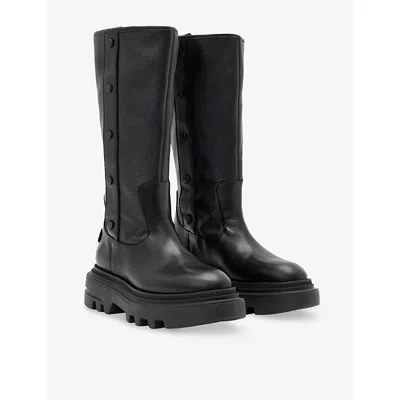 Allsaints Dolly Studded Leather Boots In Black