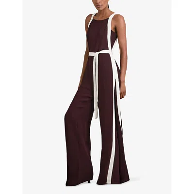 Reiss Petites Salma Color Block Jumpsuit In Brown