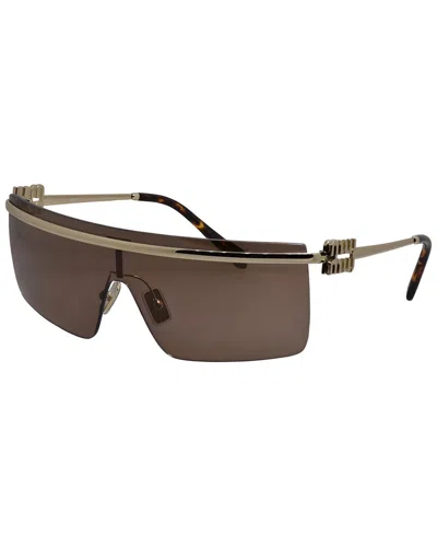 Miu Miu Womens Gold Mu 50zs Irregular-frame Metal Sunglasses In Brown