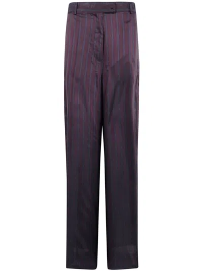Dries Van Noten High-waisted Wide Leg Trousers With Vertical Stripes In Purple