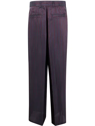 Dries Van Noten High-waisted Wide Leg Trousers With Vertical Stripes In Purple