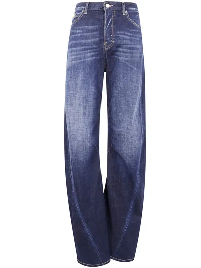 Dsquared2 Stretch Denim 2d Twisted Wide-leg Jeans In Blue
