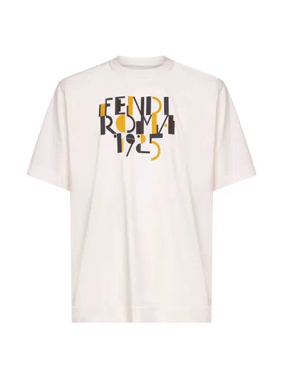 Fendi Roma 1925 Print Cotton T-shirt Clothing In White
