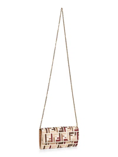 Fendi Pouch With Chain In Multicolor Ff Fabric In Multi