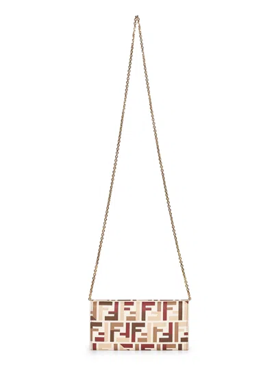 Fendi Pouch With Chain In Multicolor Ff Fabric In Multi