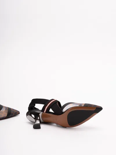Fendi Colibri Runway Mesh Ff Slingback Pumps In Multi