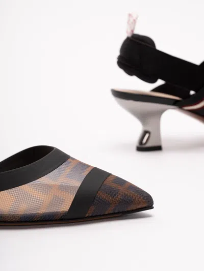 Fendi Colibri Runway Mesh Ff Slingback Pumps In Multi