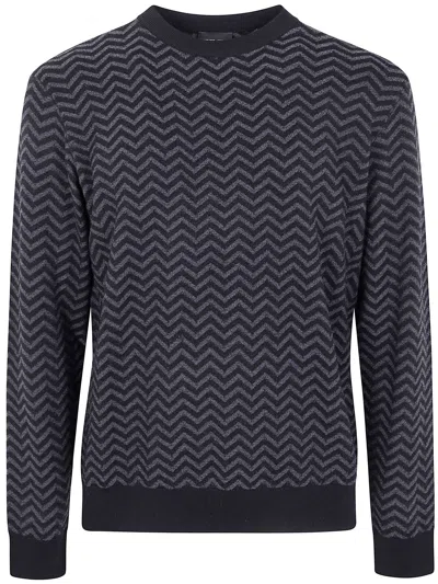 Giorgio Armani Embroidered Stretch Wool Blend Sweater In Black