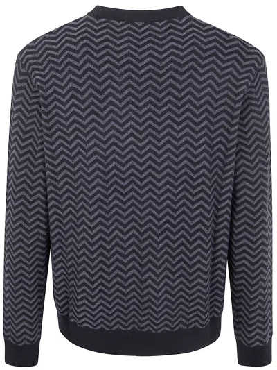 Giorgio Armani Embroidered Stretch Wool Blend Sweater In Black