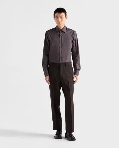 Prada Stretch Cotton Shirt In Blue